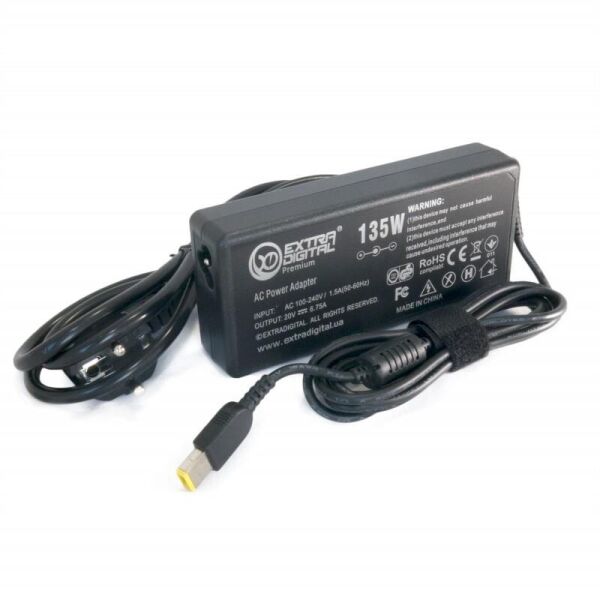 

Блок питания Extradigital для ноутбука Lenovo 20V 6.75A 135W 11х5.5мм + каб. пит. (PSL3893)