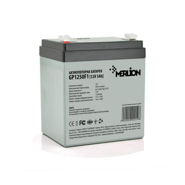 

Аккумуляторная батарея Merlion 12V 5AH (GP1250F1/02019) AGM
