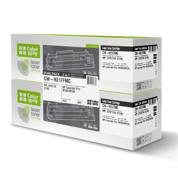 

Картридж CW (CW-H217FMC) HP LJ Pro M102/M130 Black (аналог CF217A) Dual Pack с чипом