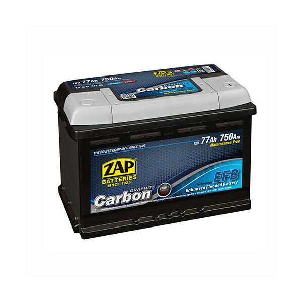 

Автомобильный аккумулятор ZAP Carbon EFB (577 05) 77Аh 750А R+