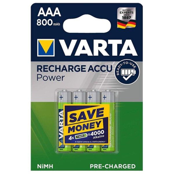 

Аккумулятор Varta Recharge Accu AAA/HR03 Ni-MH 800 mAh BL 4шт