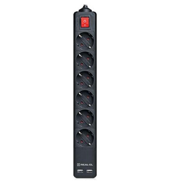 

Фильтр питания REAL-EL RS-6 PROTECT USB 3m Black UAH