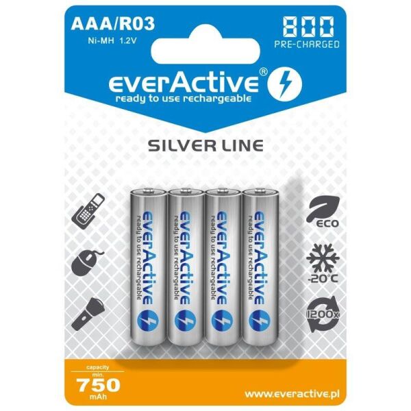 

Аккумулятор everActive AAA/HR03 Ni-MH 800mAh BL 4шт