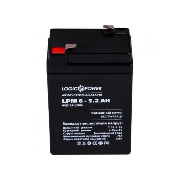 

Аккумуляторная батарея LogicPower LPM 6V 5.2AH (LPM 6 - 5.2 AH) AGM