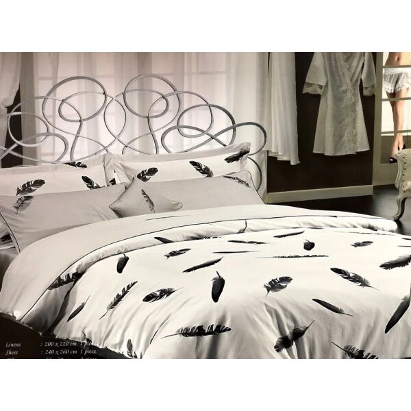 

Постельное белье Maison D'or сатин делюкс Plumes Grey полуторный Цвета: серый