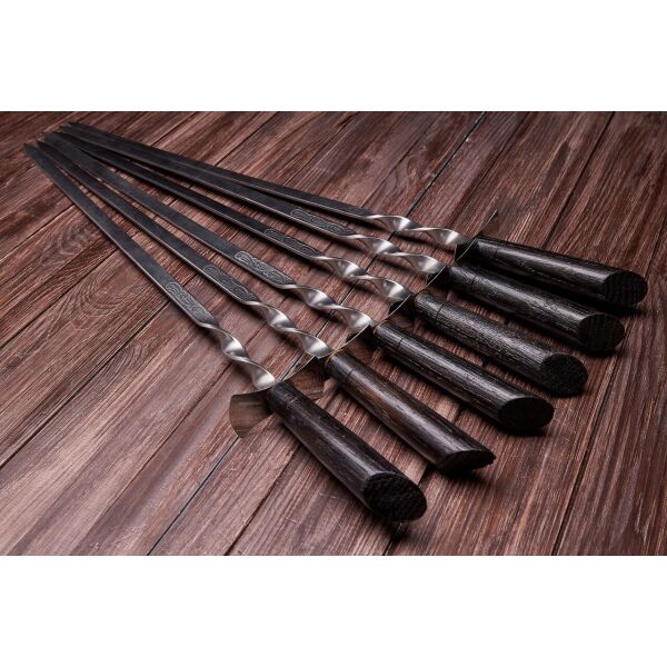 

Шампур для мангала с темной деревянной ручкой "Шпага" 630х12х3