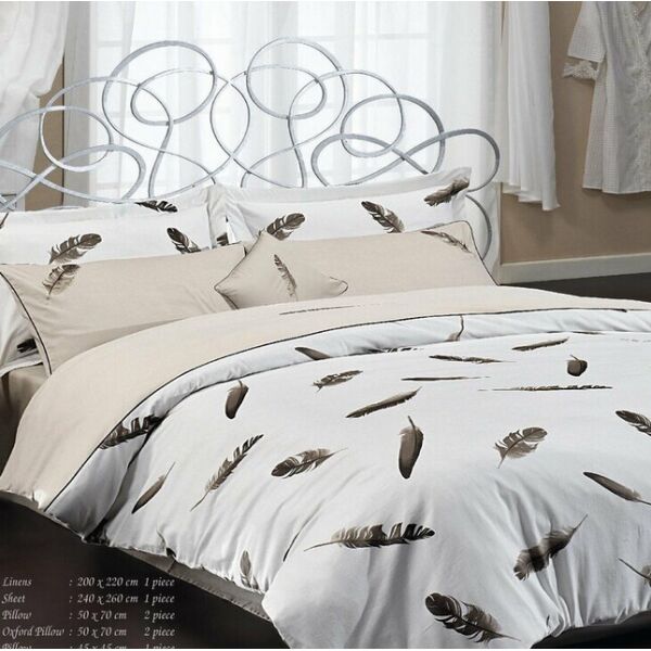 

Постельное белье Maison D'or сатин делюкс Plumes Beige полуторный Цвета: бежевый