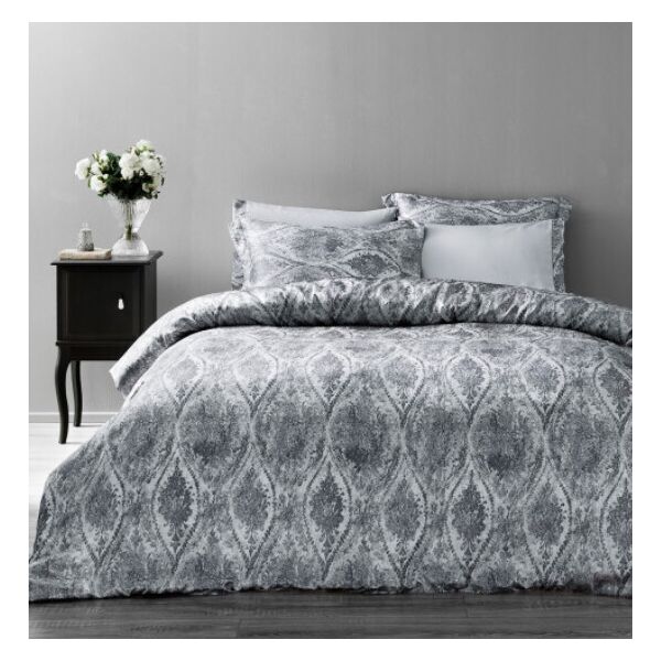 

Постельное белье Tivolyo Home делюкс сатин +жатый шёлк семейный Dante (серое)