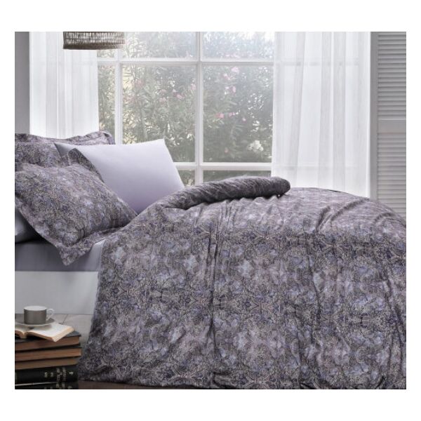 

Постельное белье Tivolyo Home Делюкс сатин евро - Portland Цвет: серый, фиолетовый