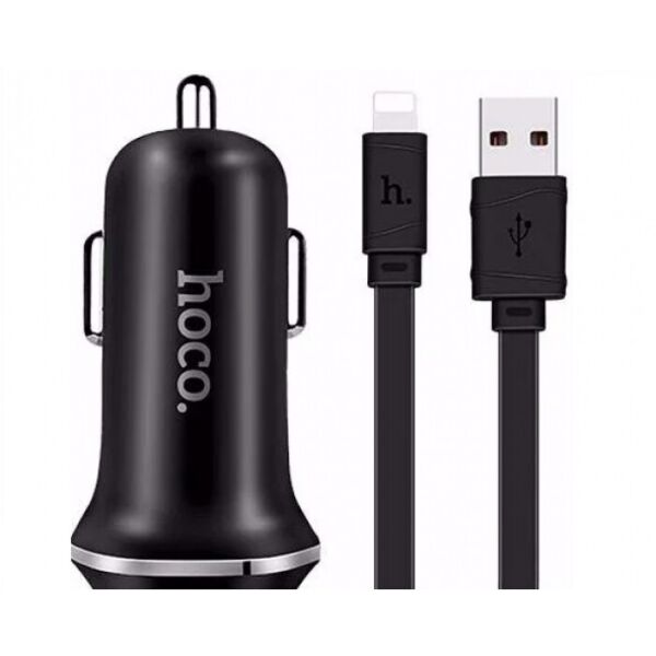 

Автомобильное зарядное устройство в прикуриватель Hoco Z1+кабель Lightning 100см 2USB, 2.1A