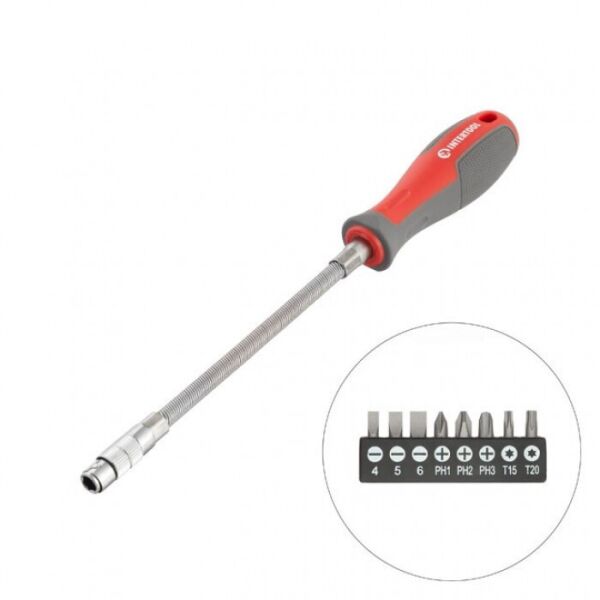 

Отвертка с гибким удлинителем и комплектом насадок 9ед INTERTOOL VT-3342