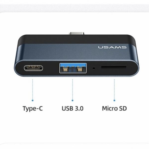 

Хаб Usams Type-C Mini Hub (Type-C + USB + Micro SD) для Macbook/Windows/Linux
