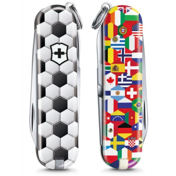 

Складной нож Victorinox CLASSIC LE "World Of Soccer" 58мм/1сл/7функ/цветн/чехол /ножн