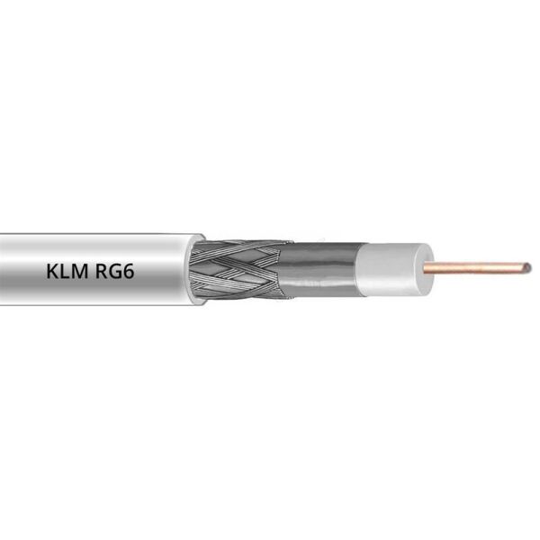 

Кабель коаксиальный KLM RG-6 1.02 мм, экранирование, 40 %, 75 Ом, 100 м, белый