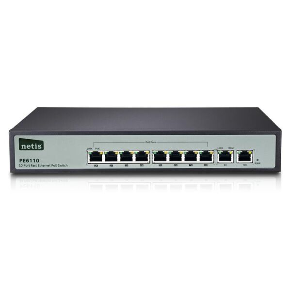 

Коммутатор Netis PE6110 (2хFE,8xFE PoE+, 140W max)