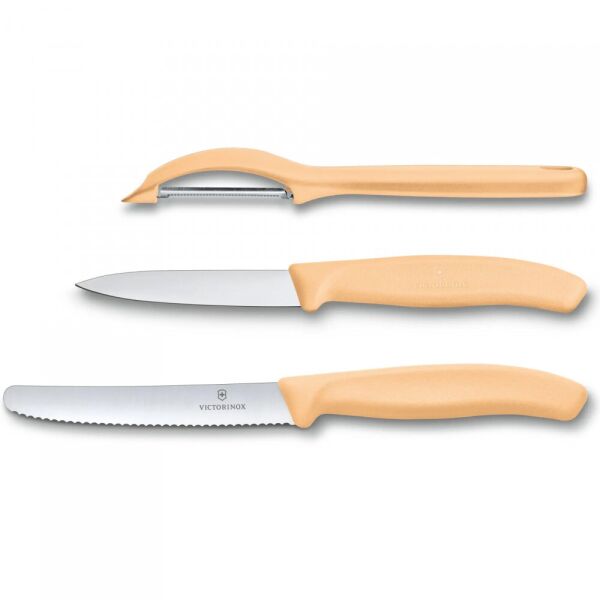 

Набор кухонный Victorinox SwissClassic Paring Set 3шт с св.оранж. ручкой (2 ножа, овощечистка Universal) (GB)
