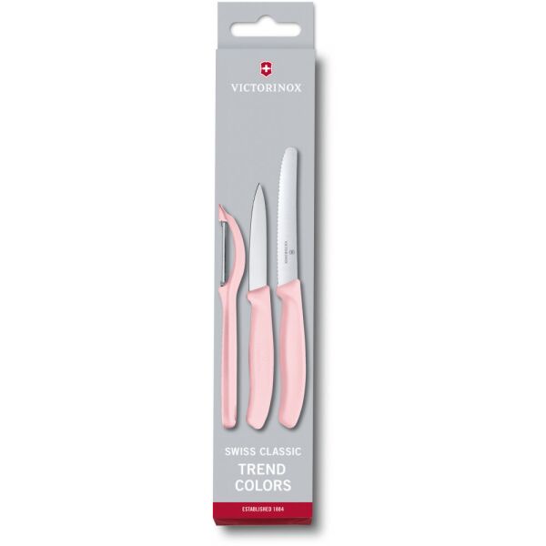 

Набор кухонный Victorinox SwissClassic Paring Set 3шт с роз. ручкой (2 ножа, овощечистка Universal) (GB)