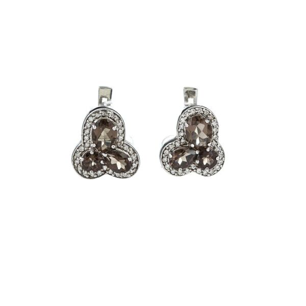 

Серьги из серебра с куб. циркониями и дымчатыми кварцами (1650266)