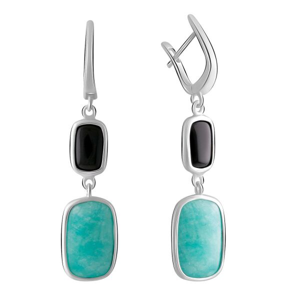 

Серьги из серебра с ониксом и амазонитами (1745624)