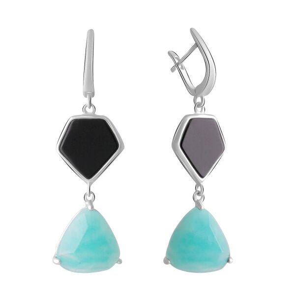 

Серьги из серебра с ониксом и амазонитами (1745629)