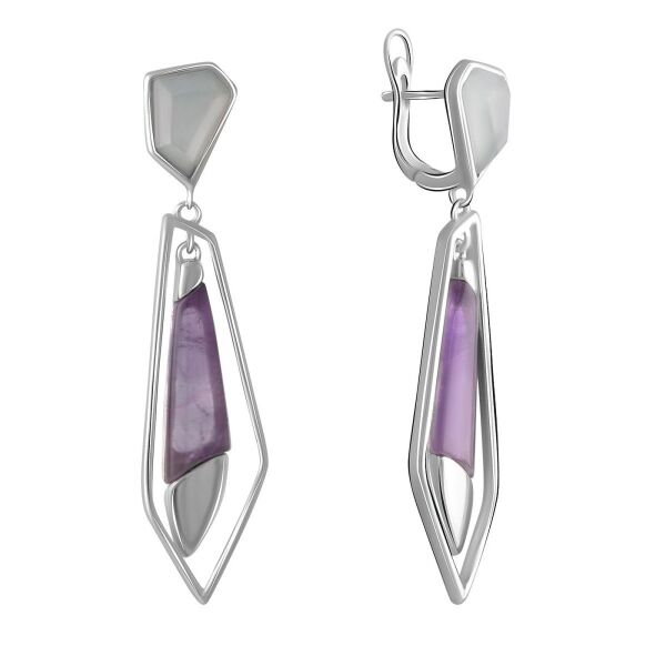

Серьги из серебра с аквамаринами и аметистами (1750593)