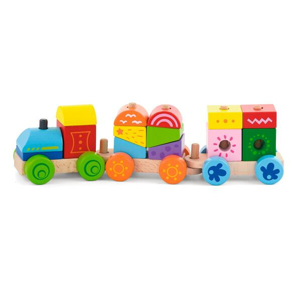 

Дерев'яний поїзд Viga Toys Яскраві кубики (50534)