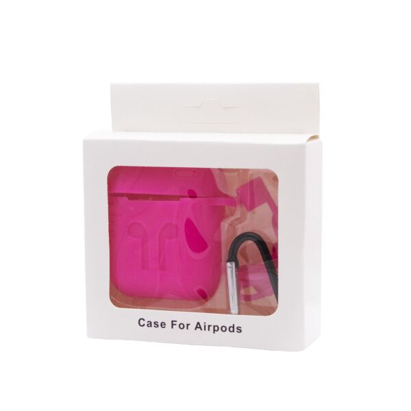 

Чехол Airpods Silicon case with carbine+straps hot pink (in box)