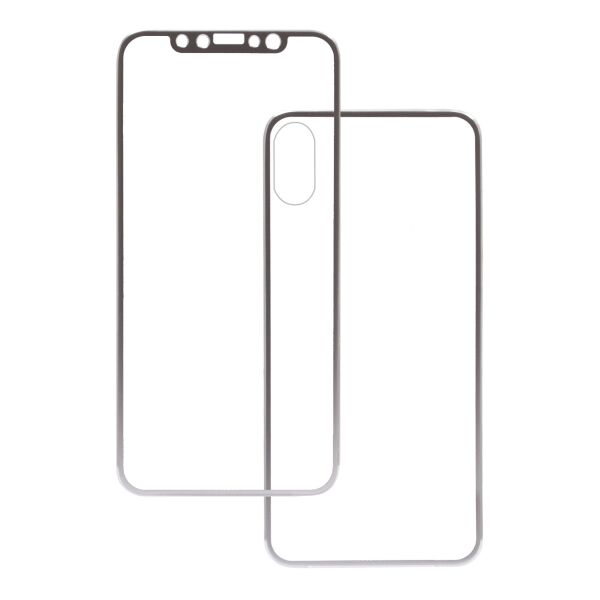 

Защитное стекло Full Glass 3D with metal frame for iPhone X front+back Silver