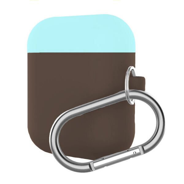 

Чехол Airpods Silicon case mix color with hook dark brown/sea blue (in box)