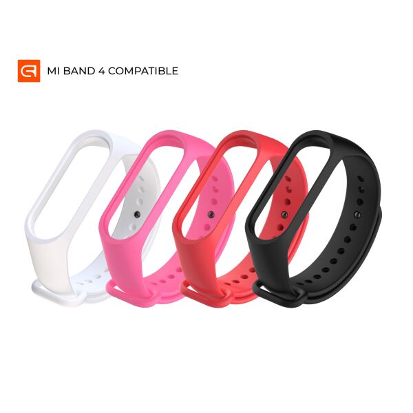 

Ремешок для спортивного браслета Комплект ремешков для Xiaomi Mi Band 4/3 RockStar (White/Pink/Red/Black) 4 шт.