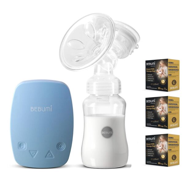 

Электрический молокоотсос Bebumi BS Eco (C blue) с силиконовой соской + пакеты для хранения грудного молока