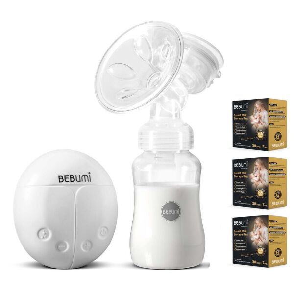 

Электрический молокоотсос Bebumi BS Eco (A white) с силиконовой соской + пакеты для хранения грудного молока