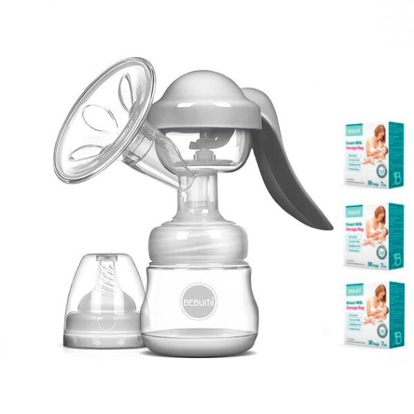 

Ручной молокоотсос Bebumi BM Pro (white) + силиконовая массажная насадка + пакеты для хранения грудного молока