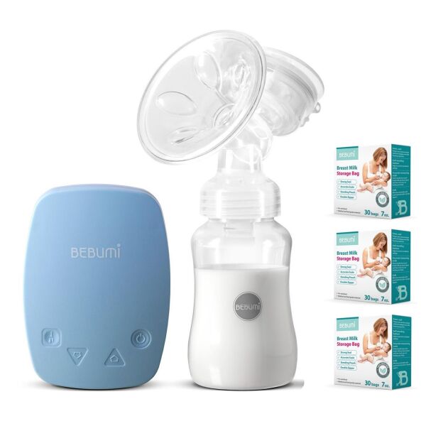 

Электрический молокоотсос Bebumi BS Eco (C blue) с силиконовой соской + пакеты для хранения грудного молока