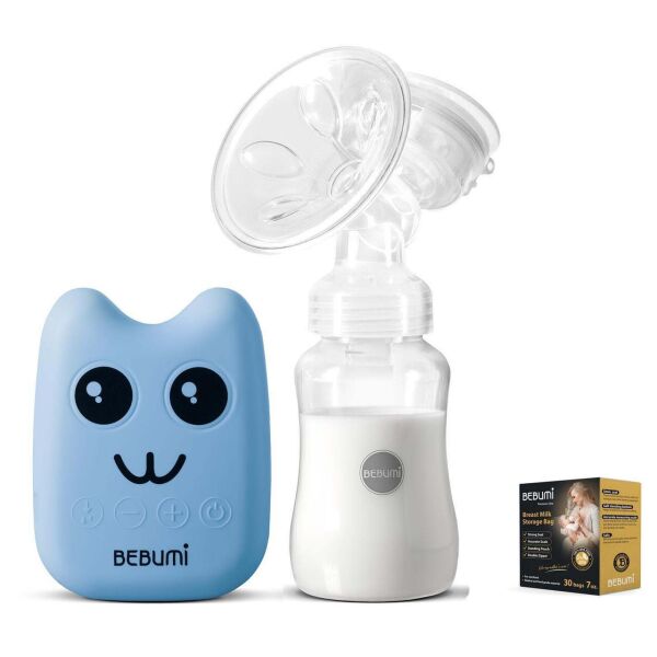 

Электрический молокоотсос Bebumi BS Eco (B blue) с силиконовой соской + пакеты для хранения грудного молока
