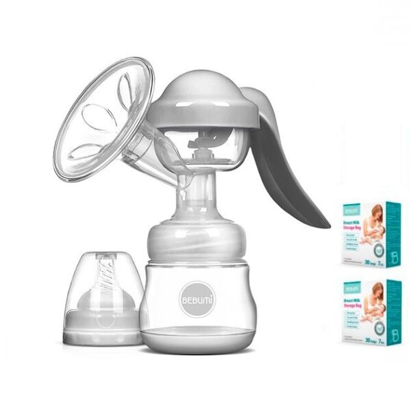 

Ручной молокоотсос Bebumi BM Pro (white) + силиконовая массажная насадка + пакеты для хранения грудного молока