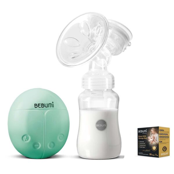 

Электрический молокоотсос Bebumi BS Eco (A green) с силиконовой соской + пакеты для хранения грудного молока