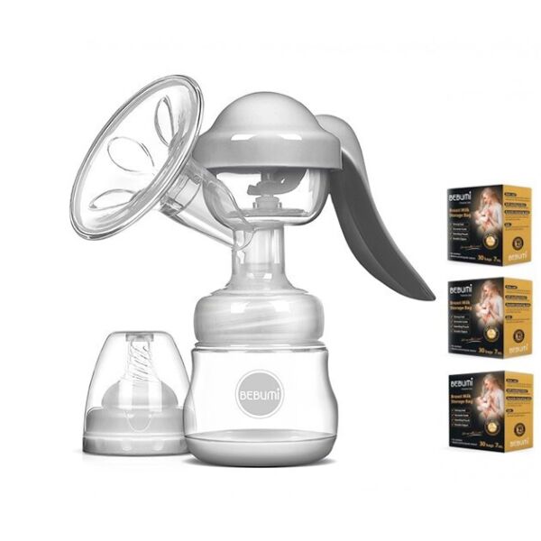 

Ручной молокоотсос Bebumi BM Pro (white) + силиконовая массажная насадка + пакеты для хранения грудного молока