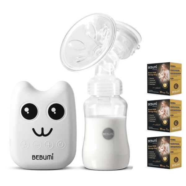 

Электрический молокоотсос Bebumi BS Eco (B white) с силиконовой соской + пакеты для хранения грудного молока