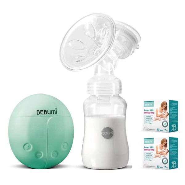 

Электрический молокоотсос Bebumi BS Eco (A green) с силиконовой соской + пакеты для хранения грудного молока
