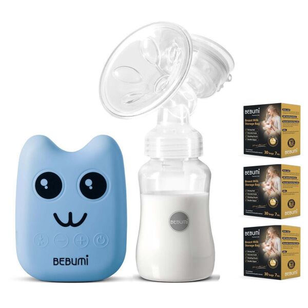 

Электрический молокоотсос Bebumi BS Eco (B blue) с силиконовой соской + пакеты для хранения грудного молока