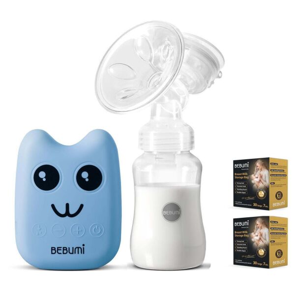 

Электрический молокоотсос Bebumi BS Eco (B blue) с силиконовой соской + пакеты для хранения грудного молока
