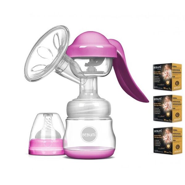 

Ручной молокоотсос Bebumi BM Pro (pink) + силиконовая массажная насадка + пакеты для хранения грудного молока