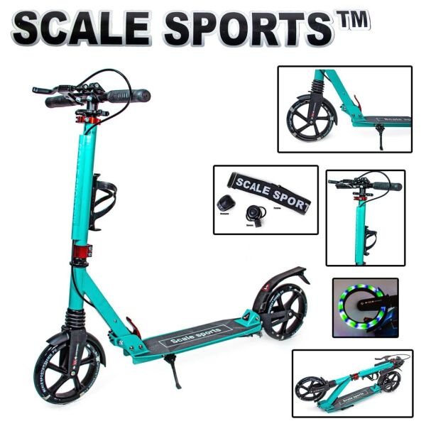 

Cамокат Scale Sports Scooter SS-20 двухколесный складной до 100 кг Светящиеся колеса Original Тиффани