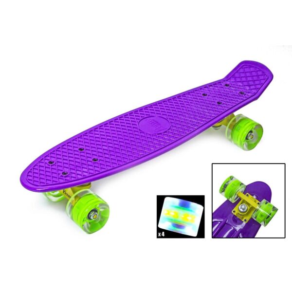 

Детский пенни борд 22 дюйма Penny Board Светящиеся колеса Скейт 57х15 см пластиковый до 80 кг Фиолетовый