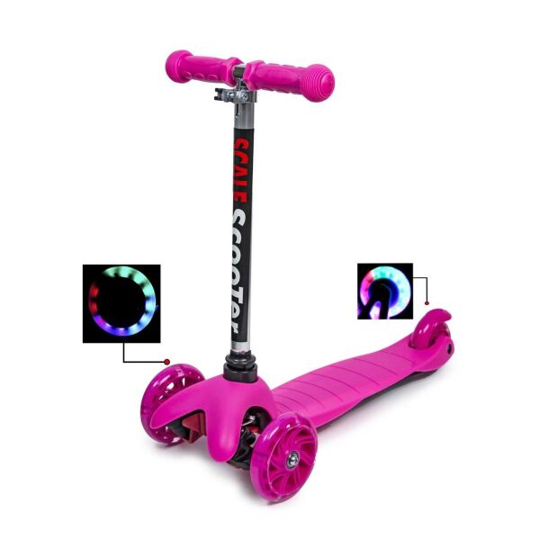 

Детский трехколесный самокат Mini Светящиеся колеса от 1,5 лет до 40 кг Scale Scooter Оригинал Розовый