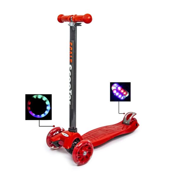 

Самокат трехколесный детский от 3-6 лет до 60 кг Scale Scooter Maxi Светящиеся колеса Оригинал Красный