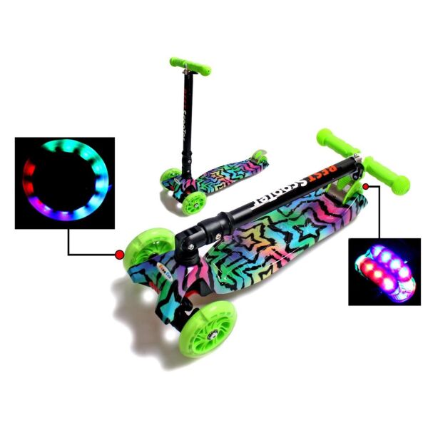 

Самокат трехколесный детский Складная ручка Scooter Maxi Star Светящиеся колеса