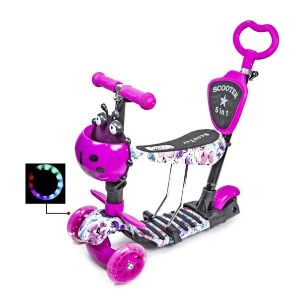 

Самокат-беговел с родительской ручкой Scooter Scale Sports 5 в 1 Оригинал Малиновый