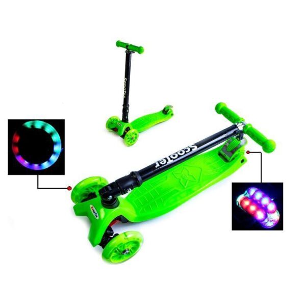 

Самокат трехколесный детский Складная ручка Scooter Maxi Светящиеся колеса Салатовый